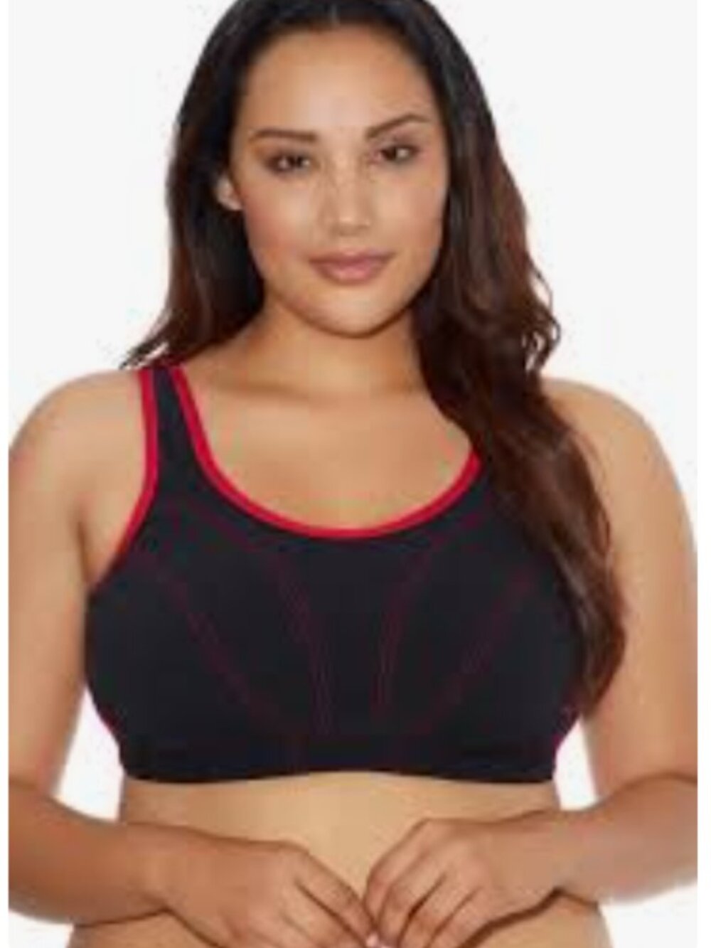 Goddess Sport wireless soft cup bra black with red trim 44H